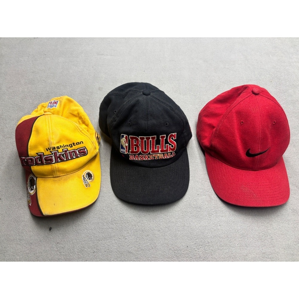 Vintage Hat Lot Nike Swoosh Chicago Bulls Champion Washington Redskins Snapback